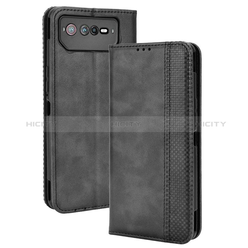 Coque Portefeuille Livre Cuir Etui Clapet BY4 pour Asus ROG Phone 6 Noir Plus