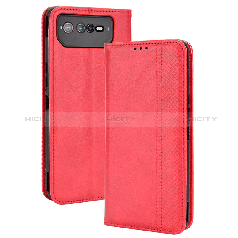 Coque Portefeuille Livre Cuir Etui Clapet BY4 pour Asus ROG Phone 6 Rouge Plus