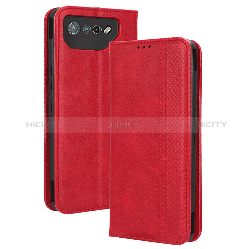 Coque Portefeuille Livre Cuir Etui Clapet BY4 pour Asus ROG Phone 7 Rouge Plus