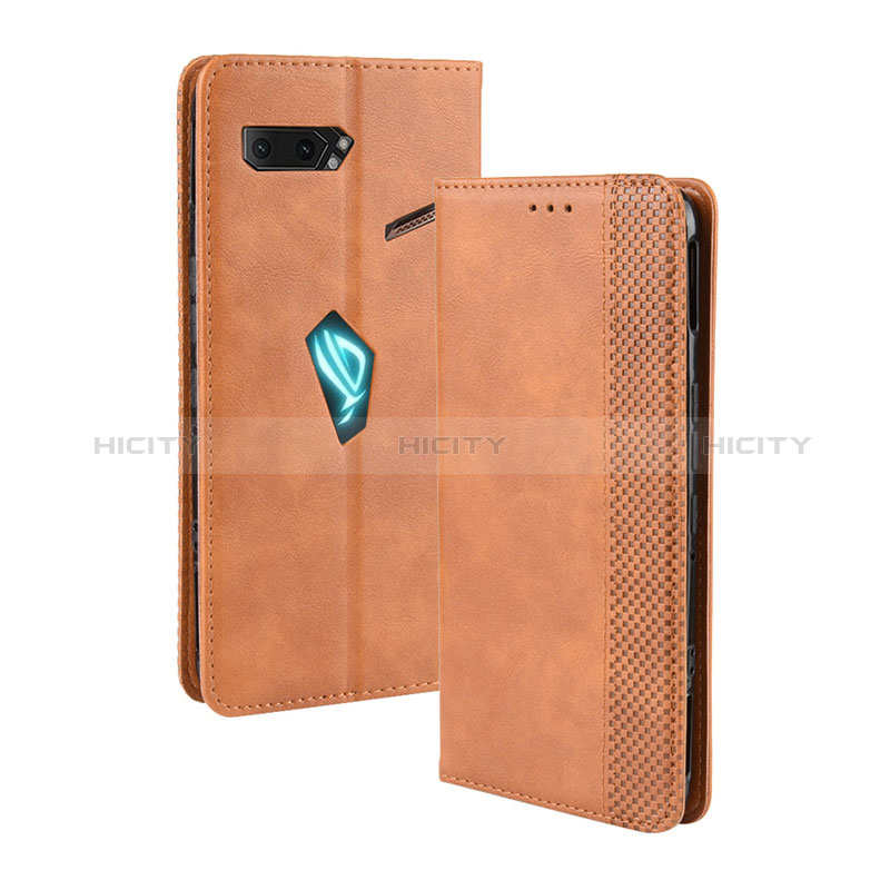 Coque Portefeuille Livre Cuir Etui Clapet BY4 pour Asus ROG Phone II ZS660KL Marron Plus