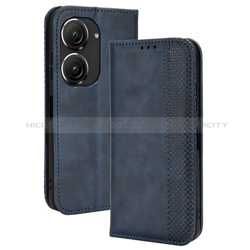 Coque Portefeuille Livre Cuir Etui Clapet BY4 pour Asus ZenFone 10 Bleu Plus