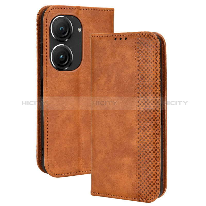 Coque Portefeuille Livre Cuir Etui Clapet BY4 pour Asus ZenFone 10 Marron Plus