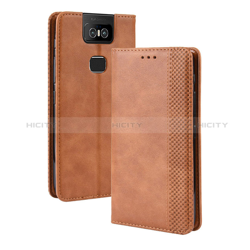 Coque Portefeuille Livre Cuir Etui Clapet BY4 pour Asus Zenfone 6 ZS630KL Marron Plus