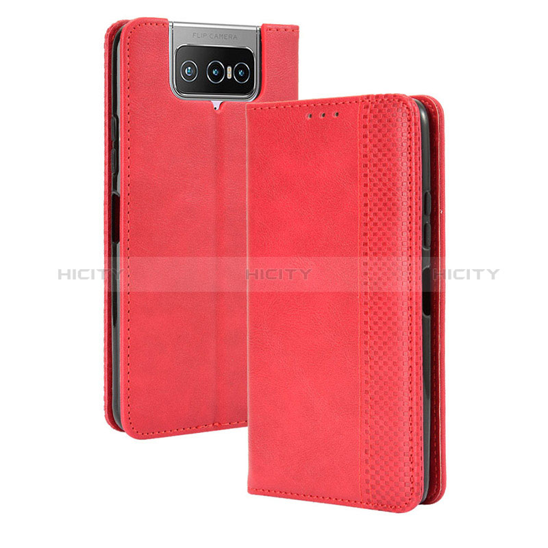 Coque Portefeuille Livre Cuir Etui Clapet BY4 pour Asus Zenfone 7 Pro ZS671KS Rouge Plus