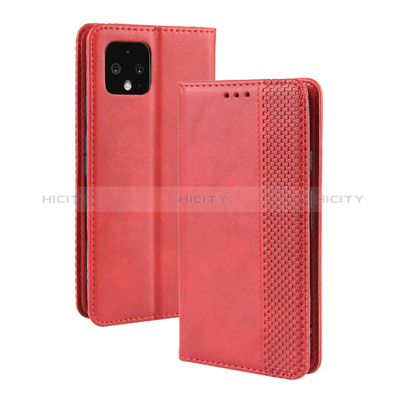 Coque Portefeuille Livre Cuir Etui Clapet BY4 pour Google Pixel 4 XL Rouge Plus