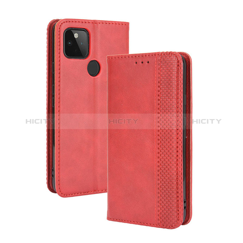 Coque Portefeuille Livre Cuir Etui Clapet BY4 pour Google Pixel 4a 5G Rouge Plus