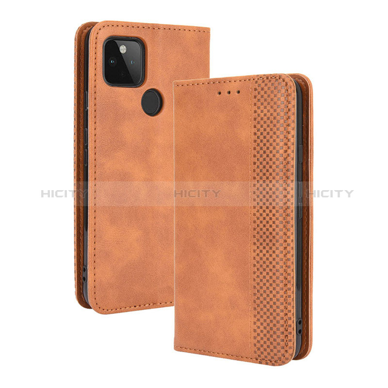 Coque Portefeuille Livre Cuir Etui Clapet BY4 pour Google Pixel 5 XL 5G Marron Plus