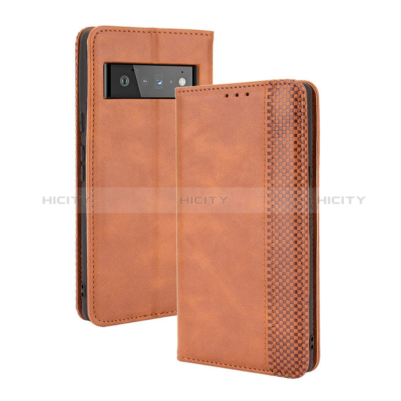 Coque Portefeuille Livre Cuir Etui Clapet BY4 pour Google Pixel 6 5G Marron Plus