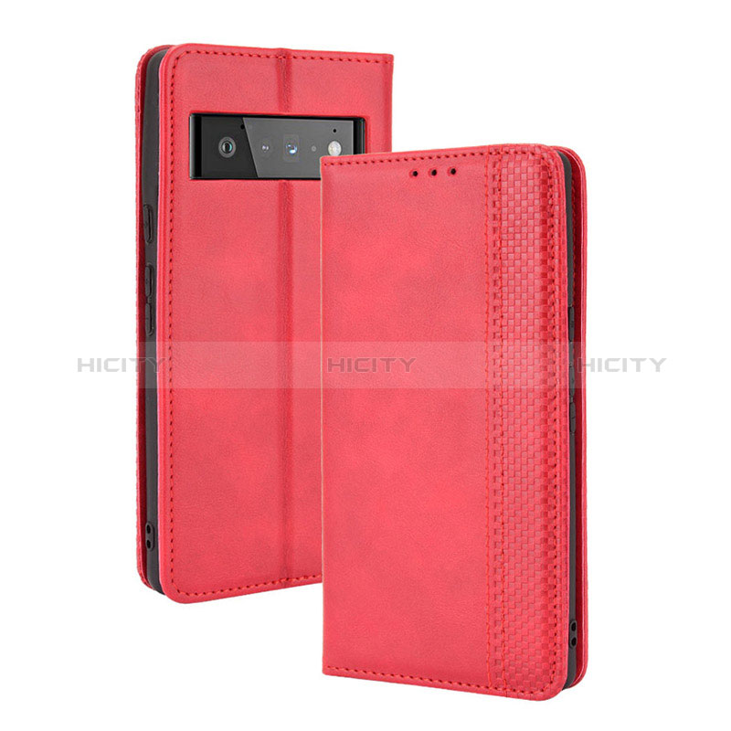 Coque Portefeuille Livre Cuir Etui Clapet BY4 pour Google Pixel 6 Pro 5G Rouge Plus