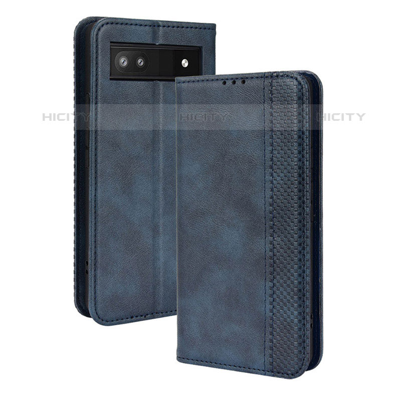 Coque Portefeuille Livre Cuir Etui Clapet BY4 pour Google Pixel 6a 5G Bleu Plus