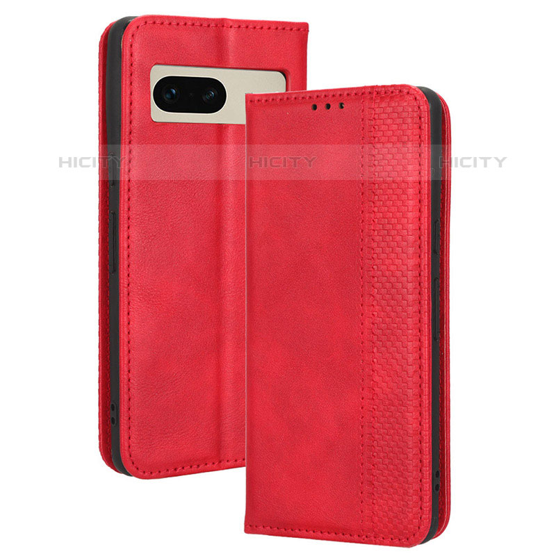 Coque Portefeuille Livre Cuir Etui Clapet BY4 pour Google Pixel 7 5G Rouge Plus