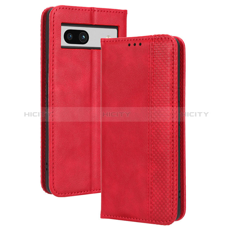 Coque Portefeuille Livre Cuir Etui Clapet BY4 pour Google Pixel 7a 5G Rouge Plus