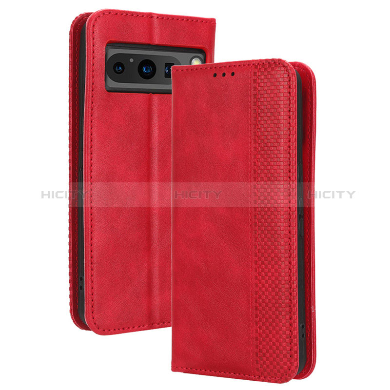 Coque Portefeuille Livre Cuir Etui Clapet BY4 pour Google Pixel 8 Pro 5G Rouge Plus