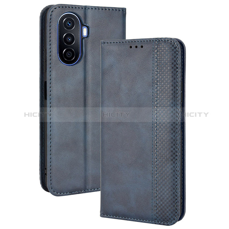 Coque Portefeuille Livre Cuir Etui Clapet BY4 pour Huawei Enjoy 50 Bleu Plus