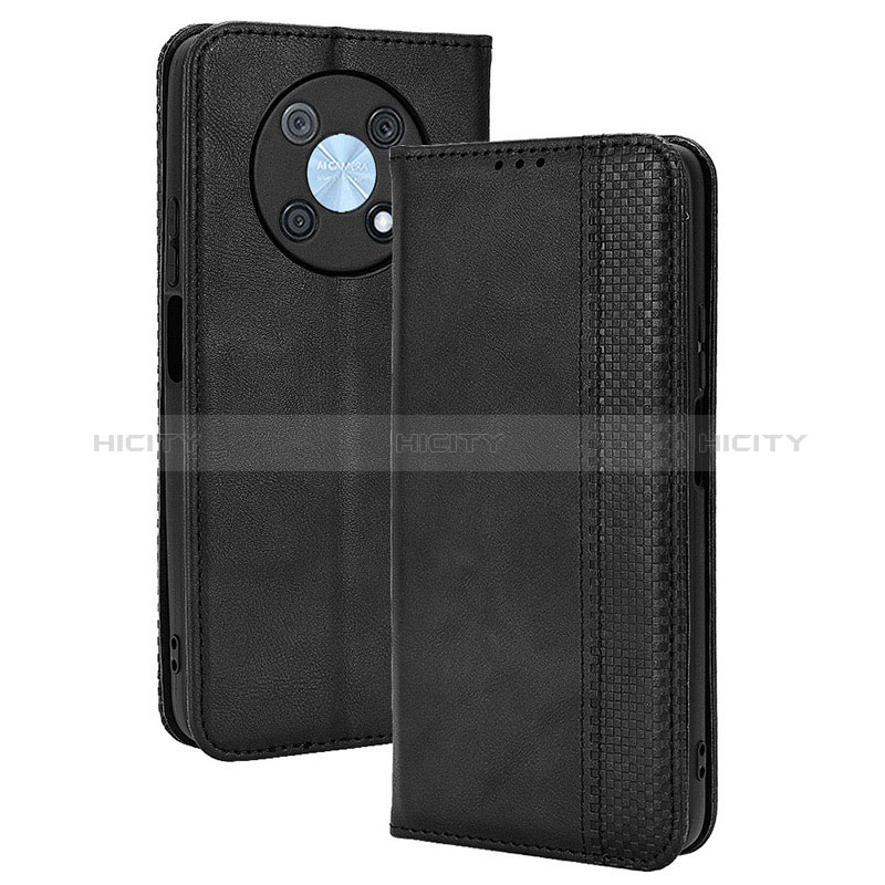 Coque Portefeuille Livre Cuir Etui Clapet BY4 pour Huawei Enjoy 50 Pro Noir Plus