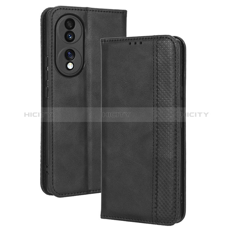 Coque Portefeuille Livre Cuir Etui Clapet BY4 pour Huawei Honor 70 5G Noir Plus