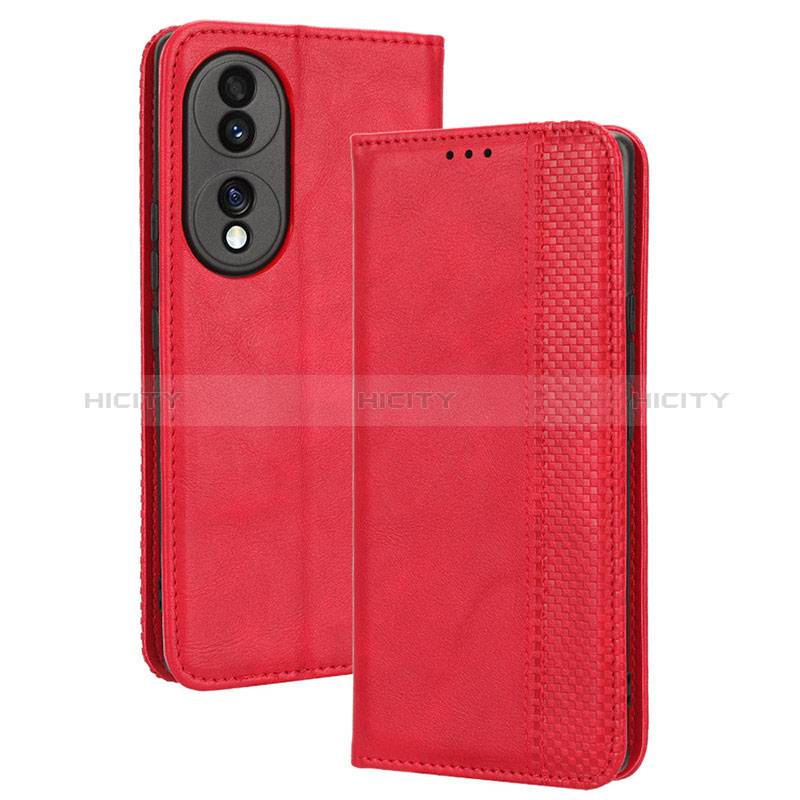 Coque Portefeuille Livre Cuir Etui Clapet BY4 pour Huawei Honor 70 5G Rouge Plus