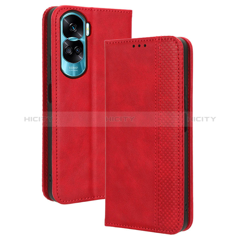 Coque Portefeuille Livre Cuir Etui Clapet BY4 pour Huawei Honor 90 Lite 5G Rouge Plus