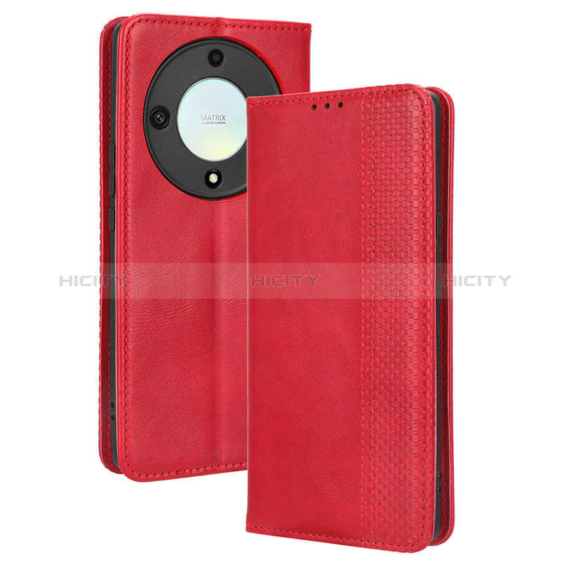 Coque Portefeuille Livre Cuir Etui Clapet BY4 pour Huawei Honor Magic5 Lite 5G Rouge Plus