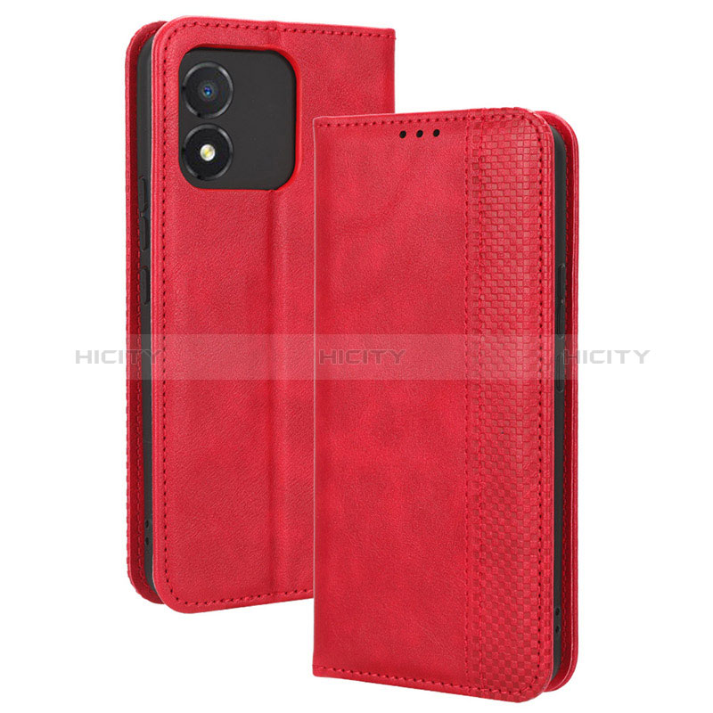 Coque Portefeuille Livre Cuir Etui Clapet BY4 pour Huawei Honor X5 Rouge Plus