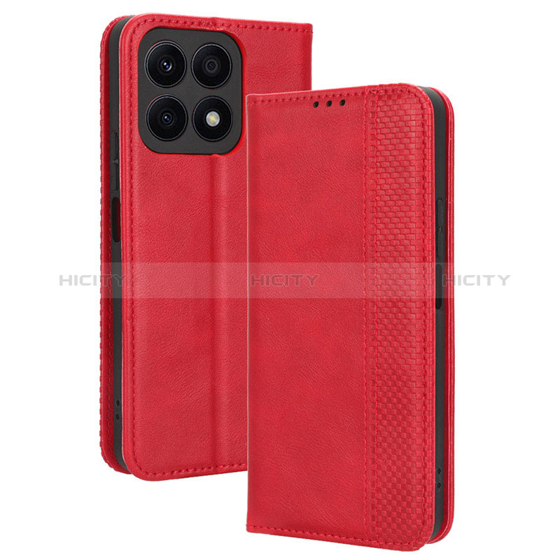 Coque Portefeuille Livre Cuir Etui Clapet BY4 pour Huawei Honor X8a 4G Rouge Plus