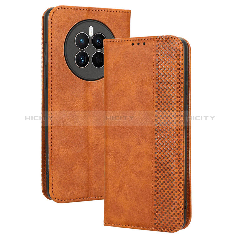 Coque Portefeuille Livre Cuir Etui Clapet BY4 pour Huawei Mate 50 Marron Plus