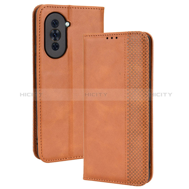 Coque Portefeuille Livre Cuir Etui Clapet BY4 pour Huawei Nova 10 Marron Plus