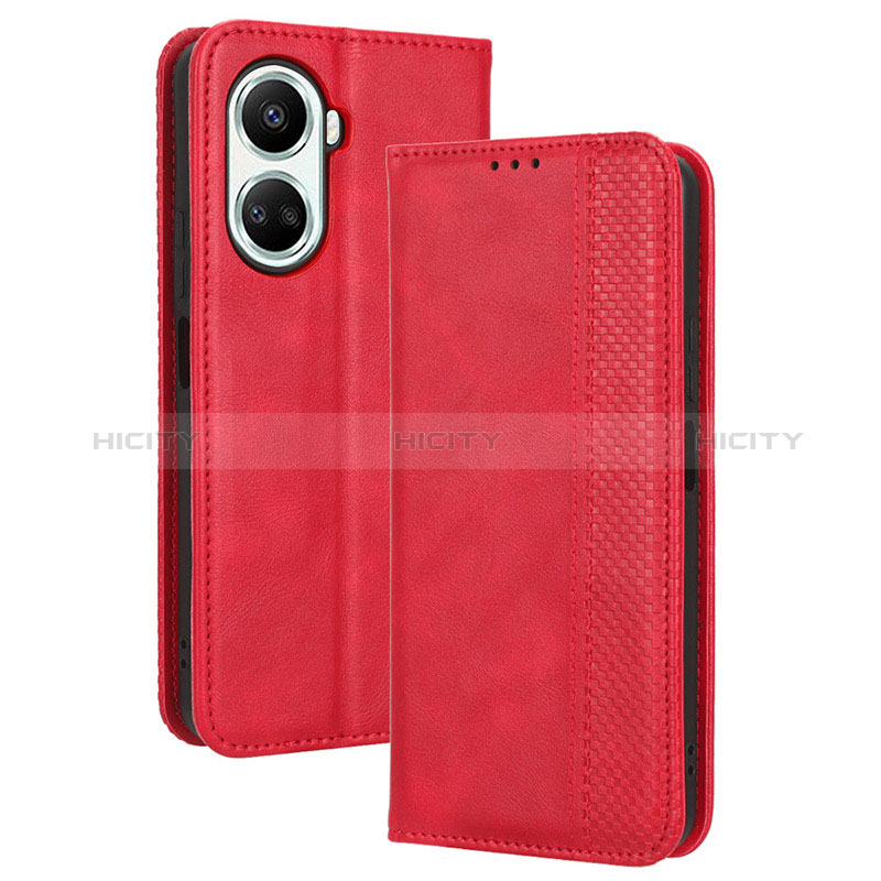 Coque Portefeuille Livre Cuir Etui Clapet BY4 pour Huawei Nova 10 SE Rouge Plus