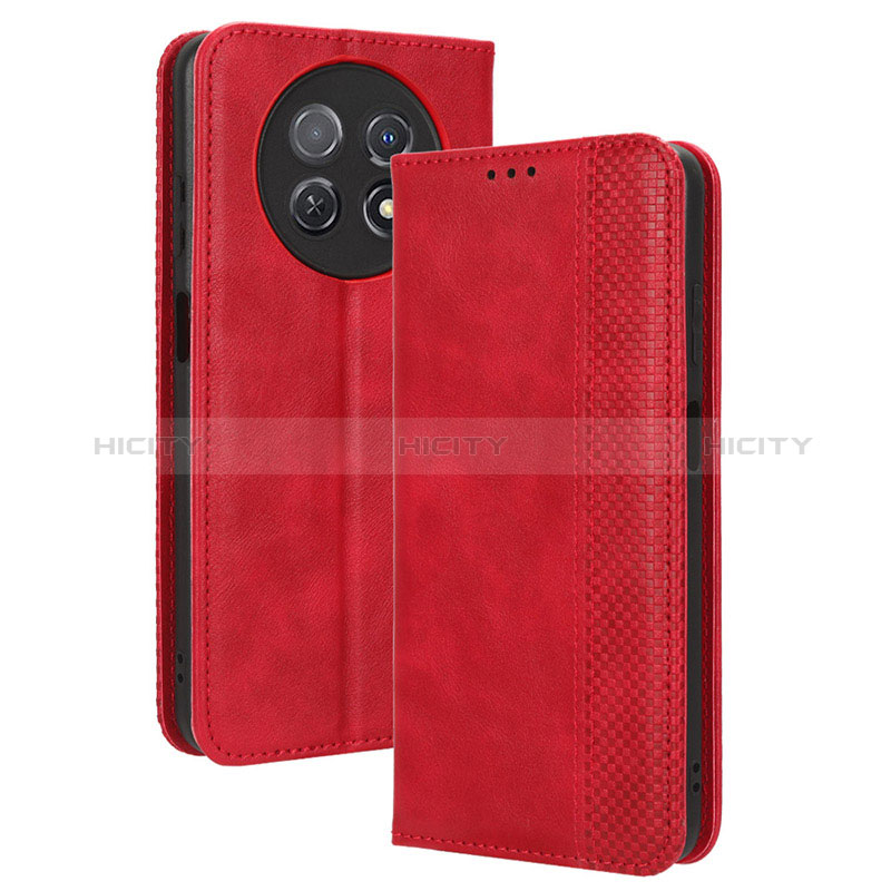 Coque Portefeuille Livre Cuir Etui Clapet BY4 pour Huawei Nova Y91 Rouge Plus