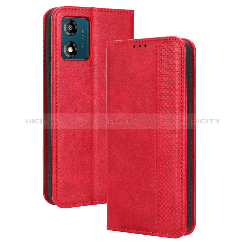 Coque Portefeuille Livre Cuir Etui Clapet BY4 pour Motorola Moto E13 Rouge Plus