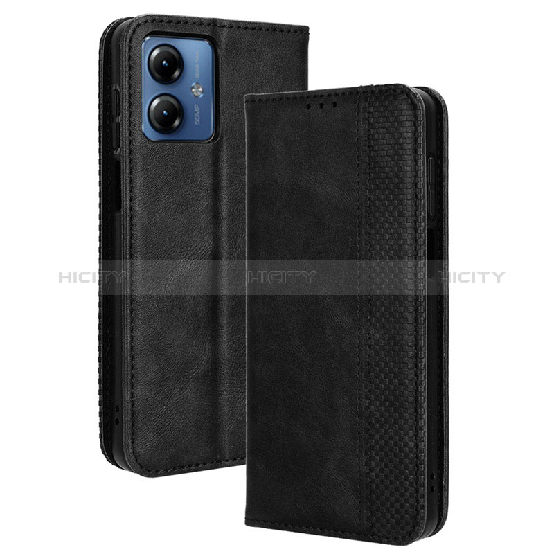 Coque Portefeuille Livre Cuir Etui Clapet BY4 pour Motorola Moto G14 Noir Plus