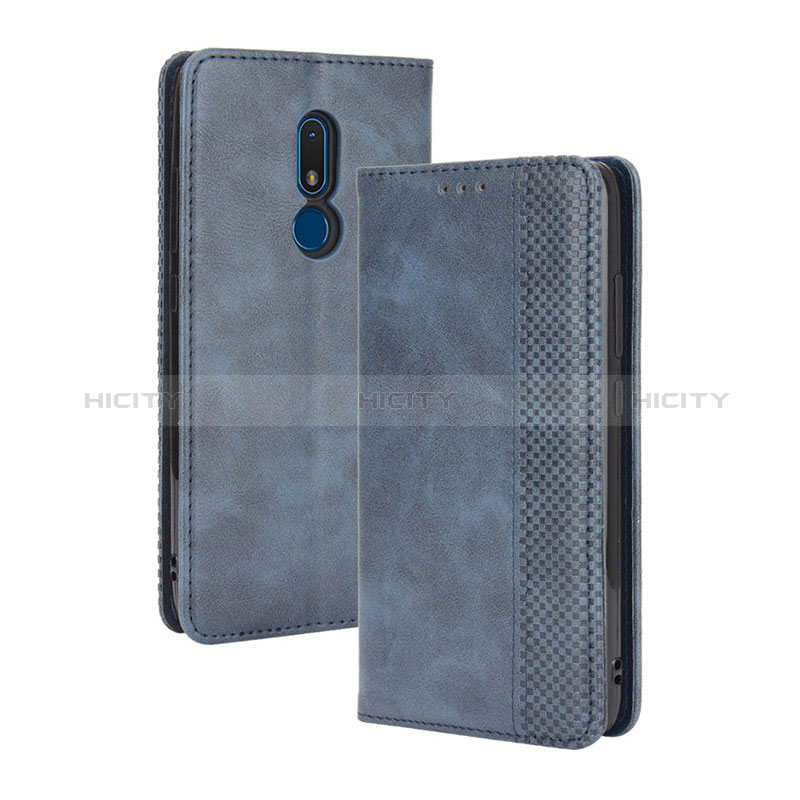 Coque Portefeuille Livre Cuir Etui Clapet BY4 pour Nokia C3 Bleu Plus