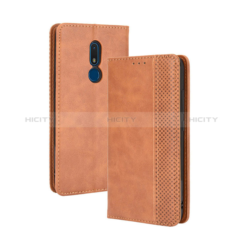 Coque Portefeuille Livre Cuir Etui Clapet BY4 pour Nokia C3 Marron Plus