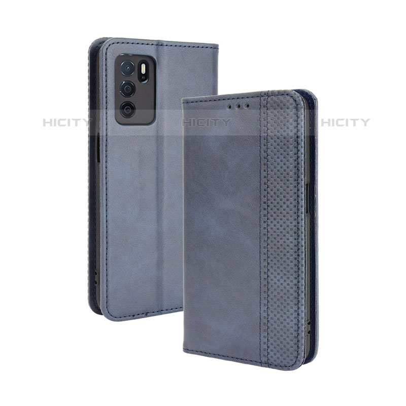 Coque Portefeuille Livre Cuir Etui Clapet BY4 pour Oppo A16s Bleu Plus