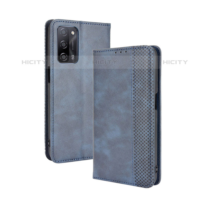 Coque Portefeuille Livre Cuir Etui Clapet BY4 pour Oppo A53s 5G Bleu Plus