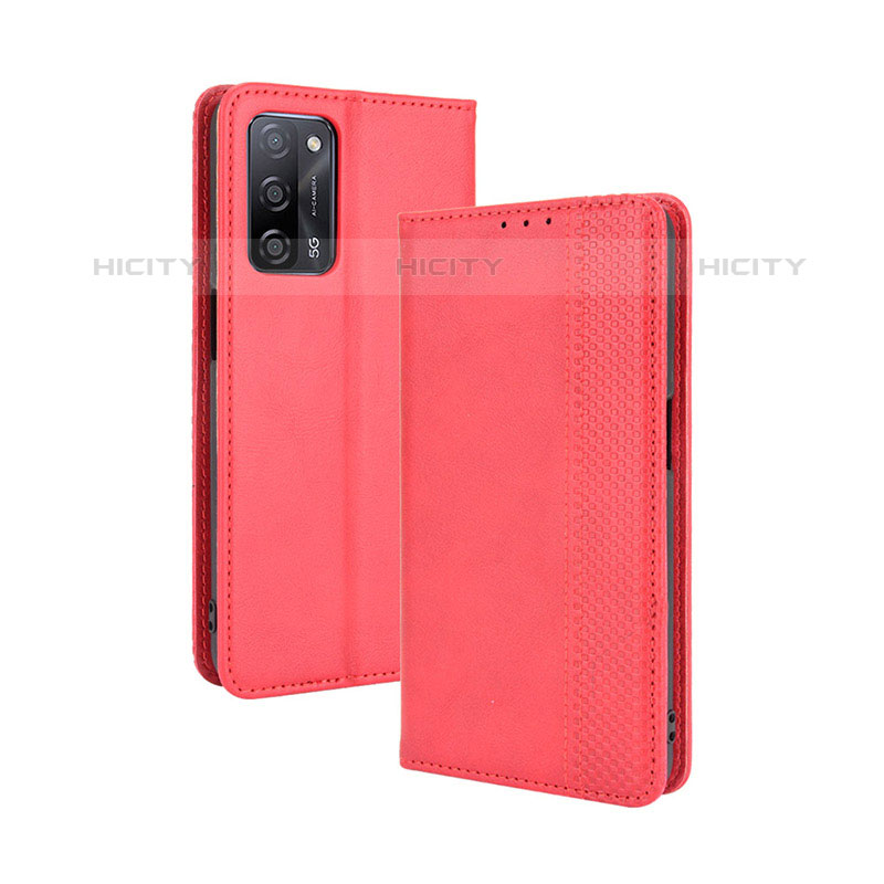 Coque Portefeuille Livre Cuir Etui Clapet BY4 pour Oppo A53s 5G Rouge Plus