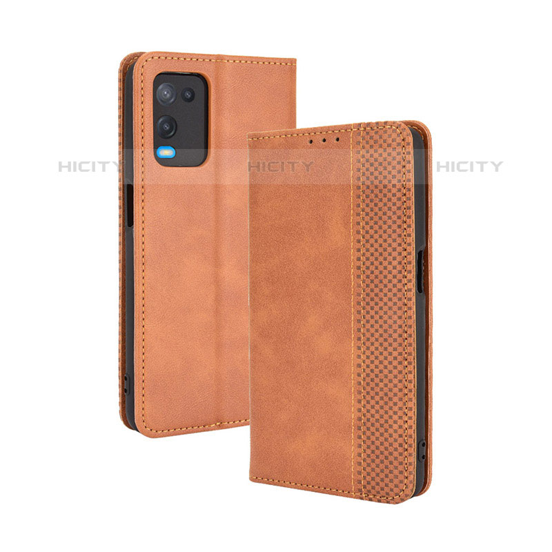 Coque Portefeuille Livre Cuir Etui Clapet BY4 pour Oppo A54 4G Marron Plus