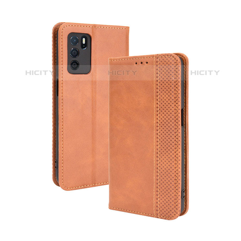 Coque Portefeuille Livre Cuir Etui Clapet BY4 pour Oppo A54s Marron Plus