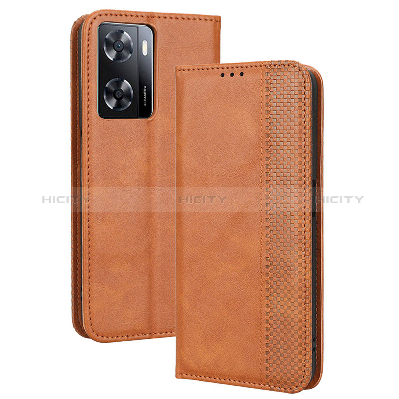 Coque Portefeuille Livre Cuir Etui Clapet BY4 pour Oppo A77 4G Marron Plus