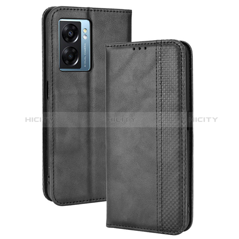 Coque Portefeuille Livre Cuir Etui Clapet BY4 pour Oppo A77 5G Noir Plus