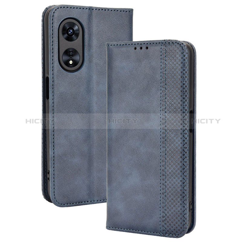 Coque Portefeuille Livre Cuir Etui Clapet BY4 pour Oppo A78 5G Bleu Plus