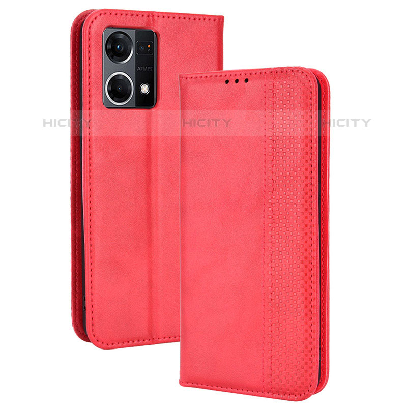 Coque Portefeuille Livre Cuir Etui Clapet BY4 pour Oppo F21 Pro 4G Rouge Plus