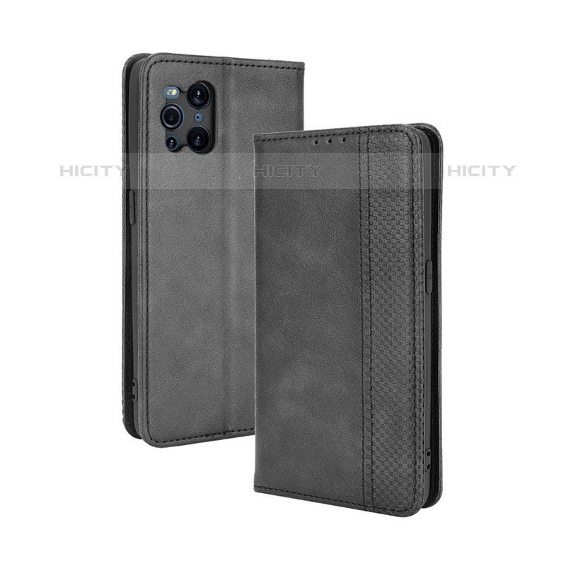 Coque Portefeuille Livre Cuir Etui Clapet BY4 pour Oppo Find X3 Pro 5G Noir Plus