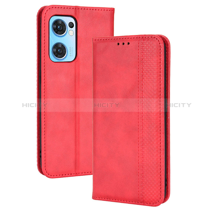 Coque Portefeuille Livre Cuir Etui Clapet BY4 pour Oppo Find X5 Lite 5G Rouge Plus