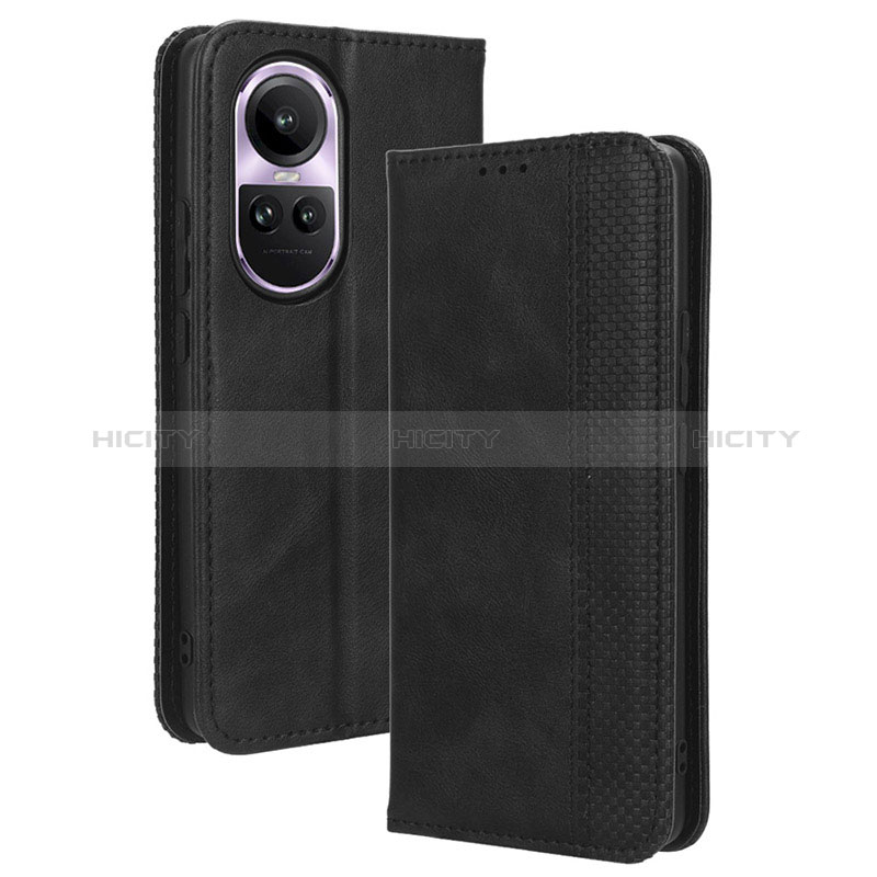 Coque Portefeuille Livre Cuir Etui Clapet BY4 pour Oppo Reno10 5G Noir Plus