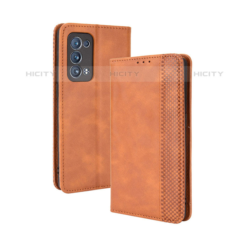 Coque Portefeuille Livre Cuir Etui Clapet BY4 pour Oppo Reno6 Pro+ Plus 5G Marron Plus