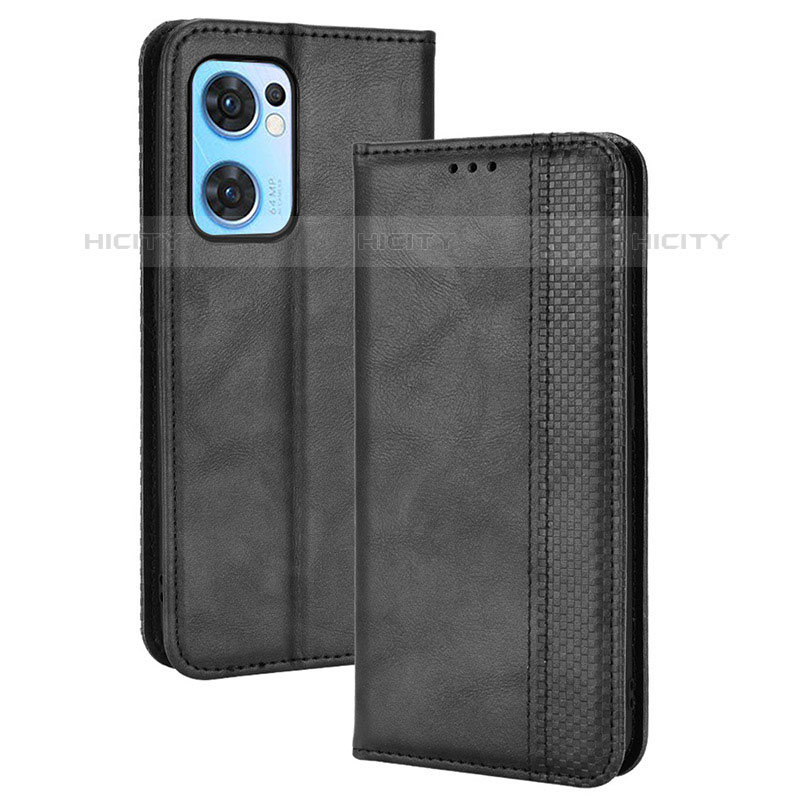 Coque Portefeuille Livre Cuir Etui Clapet BY4 pour Oppo Reno7 5G Noir Plus