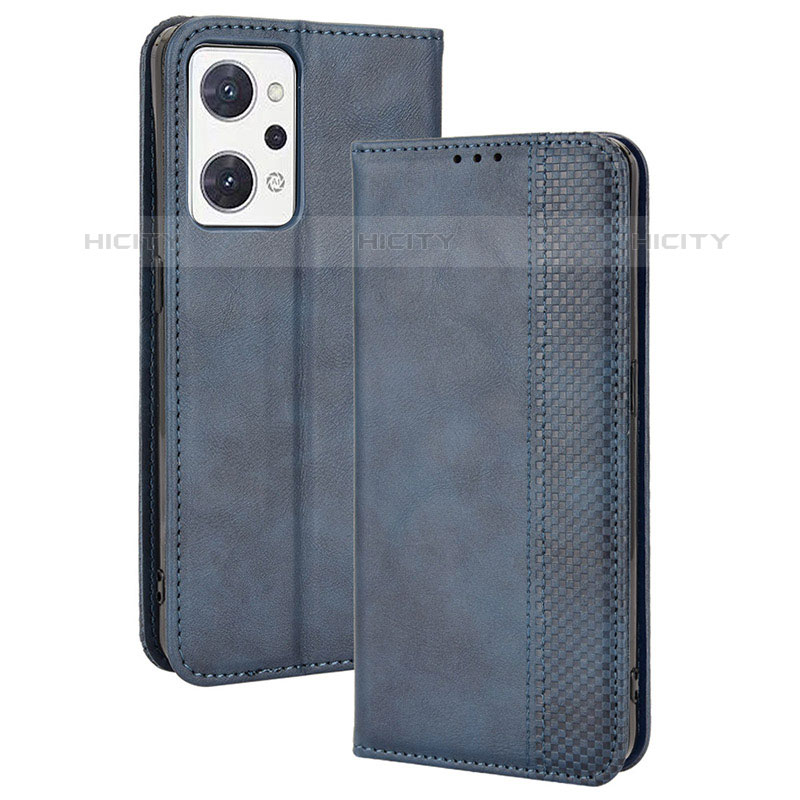 Coque Portefeuille Livre Cuir Etui Clapet BY4 pour Oppo Reno7 A Bleu Plus