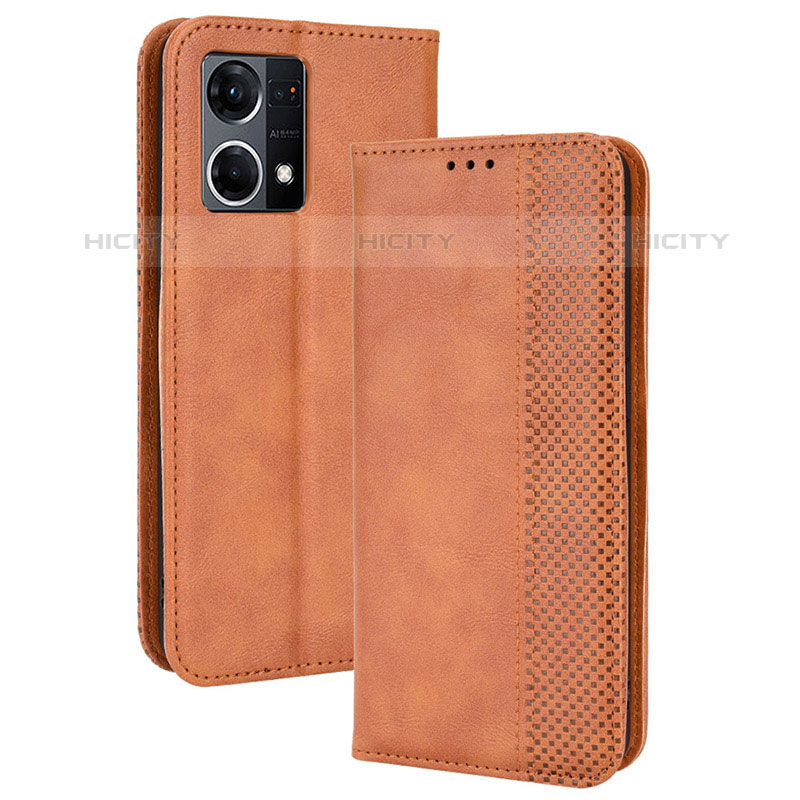 Coque Portefeuille Livre Cuir Etui Clapet BY4 pour Oppo Reno8 4G Marron Plus