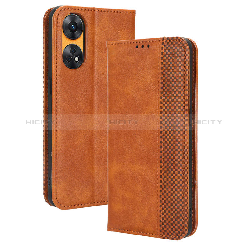 Coque Portefeuille Livre Cuir Etui Clapet BY4 pour Oppo Reno8 T 4G Marron Plus